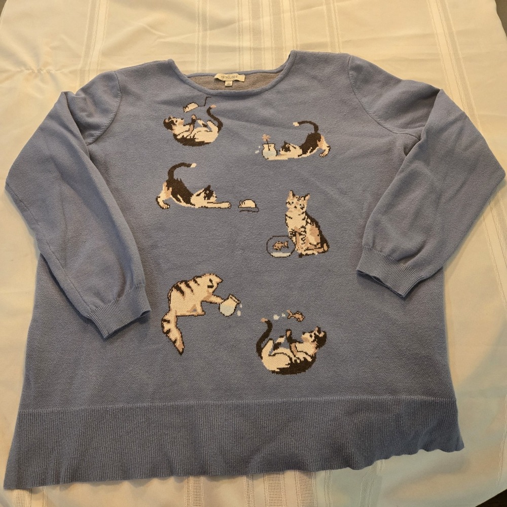 Astrologie Cozy Kitten Blue Women's Pullover Sweater XL